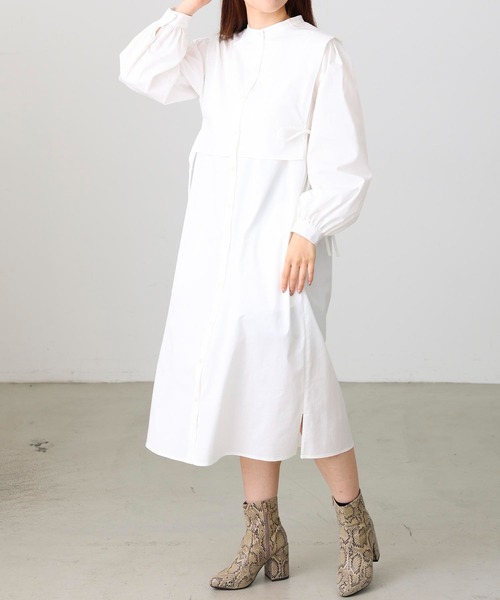 MILKFED.（ミルクフェド）の「SIDE RIBBON SHIRT DRESS（ワンピース・レディース・ホワイト/ブラック/ライトグリーン・ONE SIZE）」の17枚目の写真
