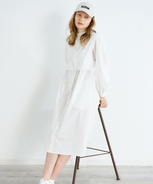 MILKFED.（ミルクフェド）の「SIDE RIBBON SHIRT DRESS（ワンピース・レディース・ホワイト/ブラック/ライトグリーン・ONE SIZE）」の5枚目の写真