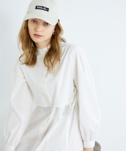 MILKFED.（ミルクフェド）の「SIDE RIBBON SHIRT DRESS（ワンピース・レディース・ホワイト/ブラック/ライトグリーン・ONE SIZE）」の14枚目の写真