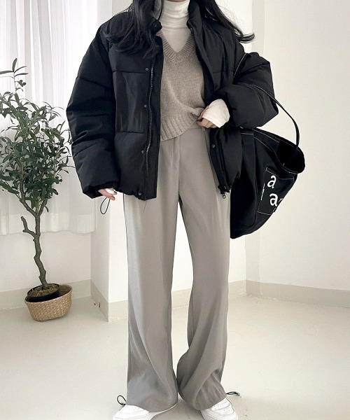 BEIDELLI（ベイデリー）の「[BELLIDE MADE] オーバーフィットストリングショートパディング（ダウンジャケット/コート・レディース・ブラック/グレー/アイボリー・FREE）」の14枚目の写真