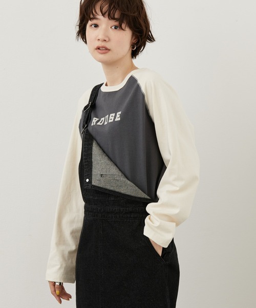 AMERICAN HOLIC（アメリカンホリック）の「ラグラン配色ロゴカットプルオーバー（Tシャツ/カットソー・レディース・アイボリー/チャコールグレー・L/M）」の2枚目の写真