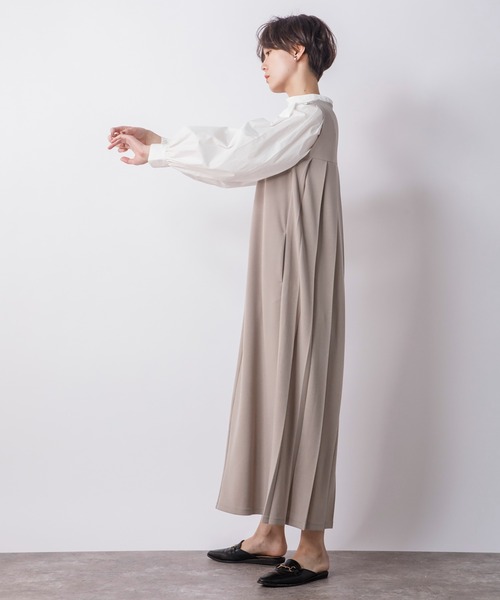 CIENA(シエナ)の「バックプリーツロングジャンスカ(ジャンパースカート・レディース・ライトグレー/ベージュ/ブラック・FREE)」の3枚目の写真