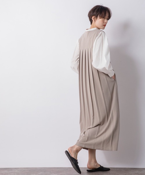 CIENA(シエナ)の「バックプリーツロングジャンスカ(ジャンパースカート・レディース・ライトグレー/ベージュ/ブラック・FREE)」の13枚目の写真