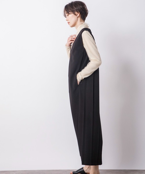 CIENA(シエナ)の「バックプリーツロングジャンスカ(ジャンパースカート・レディース・ライトグレー/ベージュ/ブラック・FREE)」の7枚目の写真