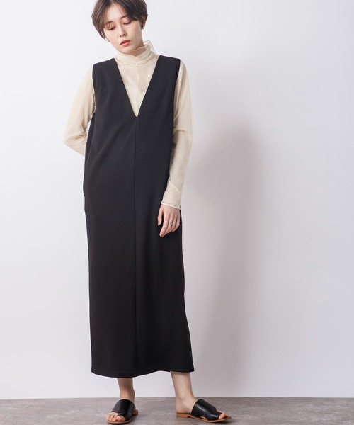 CIENA(シエナ)の「バックプリーツロングジャンスカ(ジャンパースカート・レディース・ライトグレー/ベージュ/ブラック・FREE)」の8枚目の写真