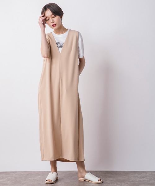 CIENA(シエナ)の「バックプリーツロングジャンスカ(ジャンパースカート・レディース・ライトグレー/ベージュ/ブラック・FREE)」の19枚目の写真