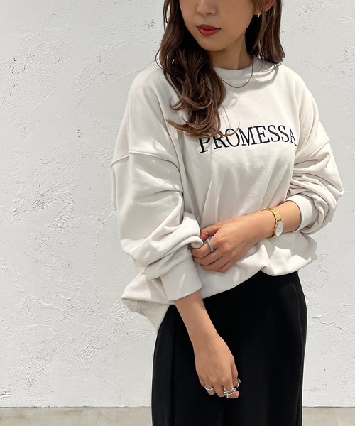 apres jour mignon（アプレジュールミニョン）の「アソートロゴスウェット【ZOZOTOWN限定アイテム】（スウェット・レディース・ベージュ系その他2/ブラック/ネイビー/アイボリー/その他/ベージュ系その他/ナチュラル/杢グレー・フリー/X-LARGE）」の2枚目の写真