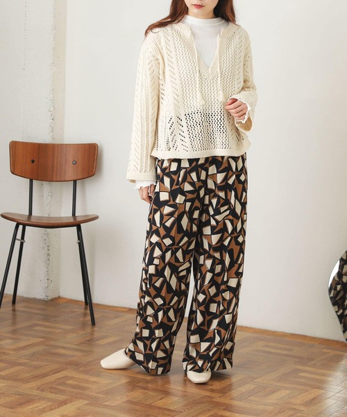 SENSE OF PLACE by URBAN RESEARCH（センスオブプレイスバイアーバンリサーチ）の「キーネックメッシュセーター（ニット/セーター・レディース・ブラック/イエロー/オフホワイト・ONE）」の10枚目の写真