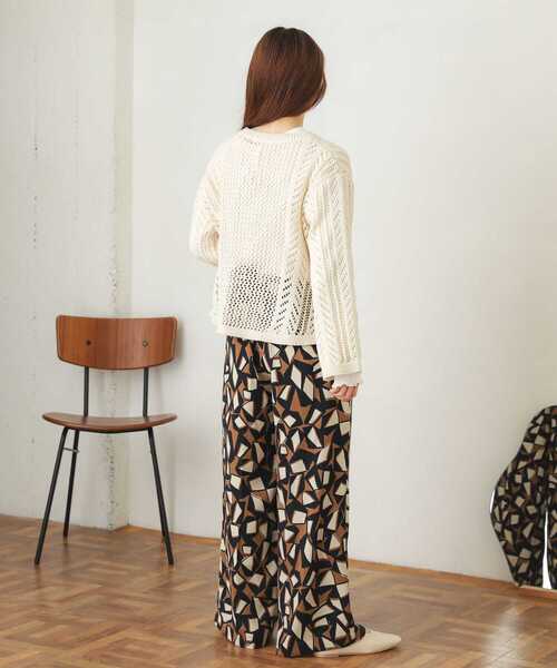 SENSE OF PLACE by URBAN RESEARCH（センスオブプレイスバイアーバンリサーチ）の「キーネックメッシュセーター（ニット/セーター・レディース・ブラック/イエロー/オフホワイト・ONE）」の14枚目の写真