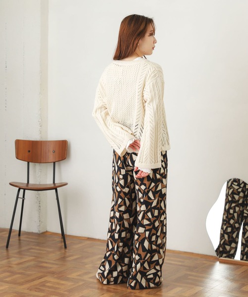 SENSE OF PLACE by URBAN RESEARCH（センスオブプレイスバイアーバンリサーチ）の「キーネックメッシュセーター（ニット/セーター・レディース・ブラック/イエロー/オフホワイト・ONE）」の15枚目の写真