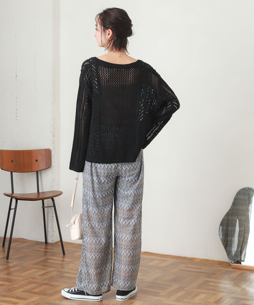 SENSE OF PLACE by URBAN RESEARCH（センスオブプレイスバイアーバンリサーチ）の「キーネックメッシュセーター（ニット/セーター・レディース・ブラック/イエロー/オフホワイト・ONE）」の19枚目の写真