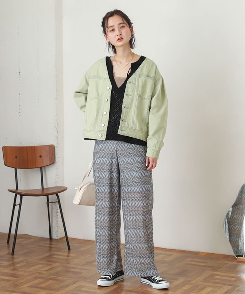 SENSE OF PLACE by URBAN RESEARCH（センスオブプレイスバイアーバンリサーチ）の「キーネックメッシュセーター（ニット/セーター・レディース・ブラック/イエロー/オフホワイト・ONE）」の20枚目の写真