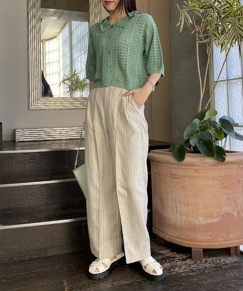 AS KNOW AS PINKY（アズノゥアズピンキー）の「柄めいたスラリスラックスパンツ（スラックス・レディース・チャコールグレー/モカ/ベージュ/ベージュ系その他/ブルー系その他・FREE）」の9枚目の写真