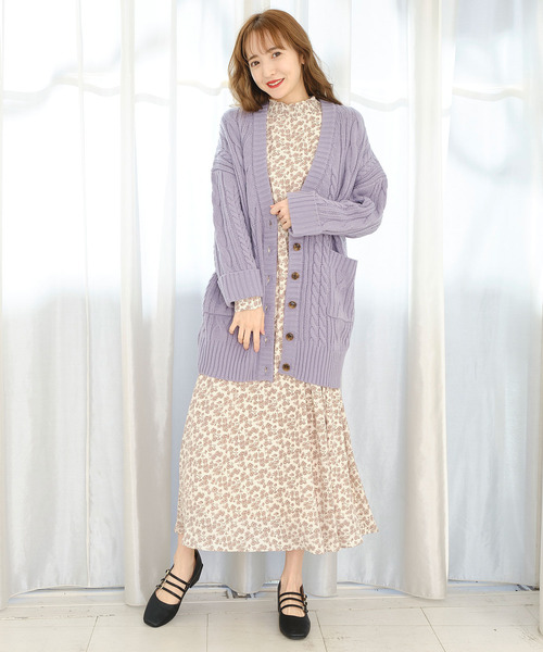 TITTY&CO.（ティティーアンドコー）の「ケーブルロングカーディガン（カーディガン/ボレロ・レディース・ライトブルー/オフホワイト/ピンク・FREE）」の21枚目の写真