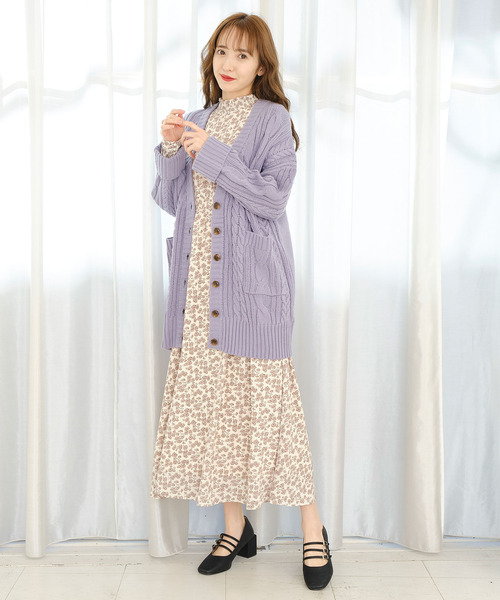 TITTY&CO.（ティティーアンドコー）の「ケーブルロングカーディガン（カーディガン/ボレロ・レディース・ライトブルー/オフホワイト/ピンク・FREE）」の16枚目の写真