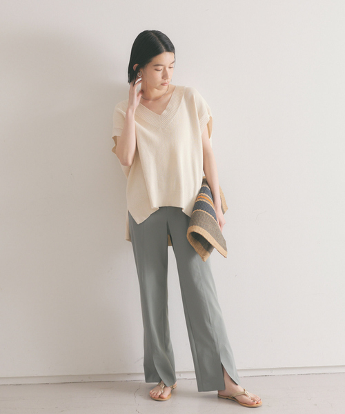 qualite（カリテ）の「《セットアップ対応》【2022新色】2WAYストレッチセンターベンツパンツ（スラックス・レディース・ブラック/カーキ/ブルー/ネイビー/マスタード・40/38/36/34）」の16枚目の写真