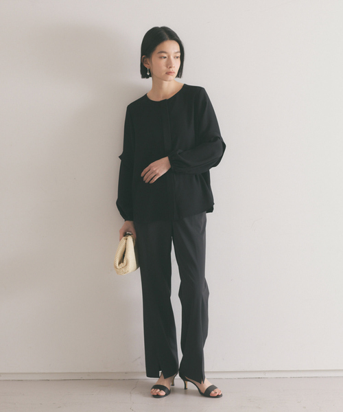 qualite（カリテ）の「《セットアップ対応》【2022新色】2WAYストレッチセンターベンツパンツ（スラックス・レディース・ブラック/カーキ/ブルー/ネイビー/マスタード・40/38/36/34）」の21枚目の写真