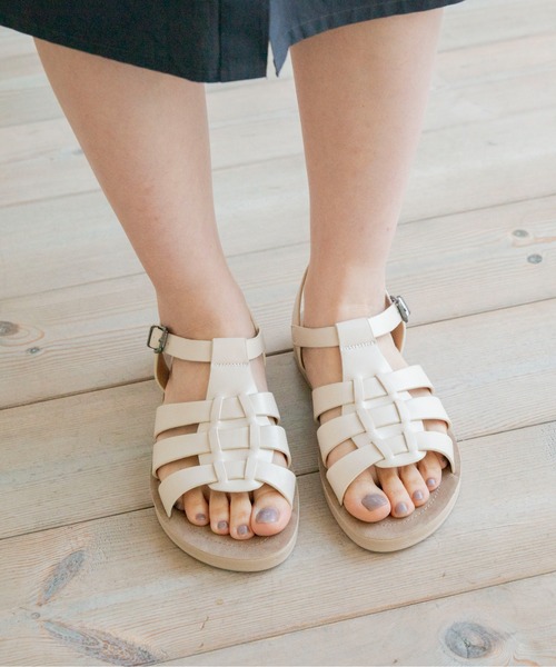 ANGIE（アンジー）の「フラットグルカサンダル（サンダル・レディース・アイボリー/ブラック/ブラウン・MEDIUM/X-LARGE/LARGE）」の2枚目の写真