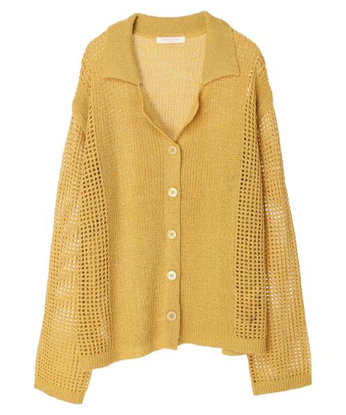 Green　Parks（グリーンパークス）の「すかし柄衿付きニットカーデ（カーディガン/ボレロ・レディース・イエロー/ダークグレー/ライトベージュ・FREE）」の7枚目の写真