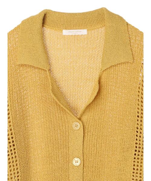 Green　Parks（グリーンパークス）の「すかし柄衿付きニットカーデ（カーディガン/ボレロ・レディース・イエロー/ダークグレー/ライトベージュ・FREE）」の9枚目の写真