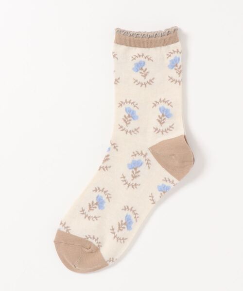 Samansa Mos2（サマンサ モスモス）の「ピコット花柄ソックス（ソックス/靴下・レディース・ベージュ/モカ/チャコール・ﾌﾘ-）」の3枚目の写真