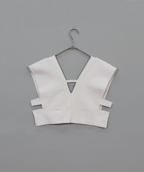 &g'aime（アンジェム）の「【&g’aime】ショートニットベスト（ベスト・レディース・グレイッシュベージュ/チャコールグレー・FREE）」の8枚目の写真