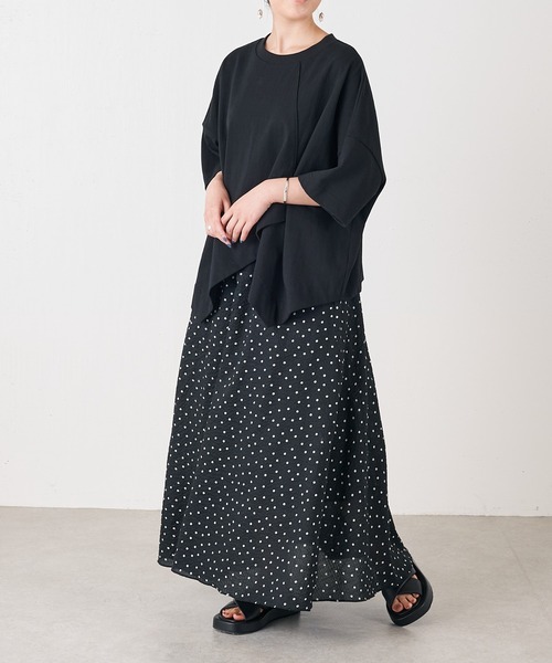 BEARDSLEY（ビアズリー）の「裾ランダムTシャツ（Tシャツ/カットソー・レディース・ブラック/オフホワイト/アイボリー・FREE）」の6枚目の写真