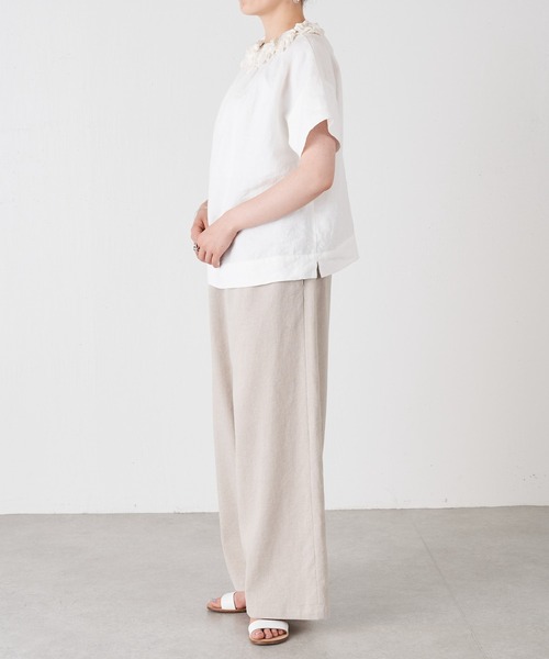 BEARDSLEY（ビアズリー）の「モチーフの取り外し可 前後着用可 着回し力の高い1着 花モチーフブラウス（シャツ/ブラウス・レディース・ブラック/アイボリー・FREE）」の21枚目の写真