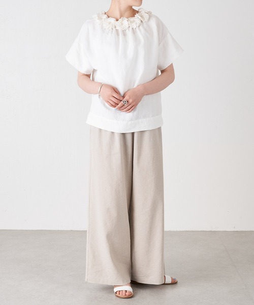 BEARDSLEY（ビアズリー）の「モチーフの取り外し可 前後着用可 着回し力の高い1着 花モチーフブラウス（シャツ/ブラウス・レディース・ブラック/アイボリー・FREE）」の20枚目の写真