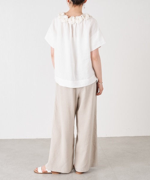 BEARDSLEY（ビアズリー）の「モチーフの取り外し可 前後着用可 着回し力の高い1着 花モチーフブラウス（シャツ/ブラウス・レディース・ブラック/アイボリー・FREE）」の22枚目の写真