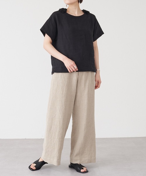 BEARDSLEY（ビアズリー）の「モチーフの取り外し可 前後着用可 着回し力の高い1着 花モチーフブラウス（シャツ/ブラウス・レディース・ブラック/アイボリー・FREE）」の12枚目の写真