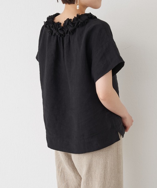 BEARDSLEY（ビアズリー）の「モチーフの取り外し可 前後着用可 着回し力の高い1着 花モチーフブラウス（シャツ/ブラウス・レディース・ブラック/アイボリー・FREE）」の16枚目の写真