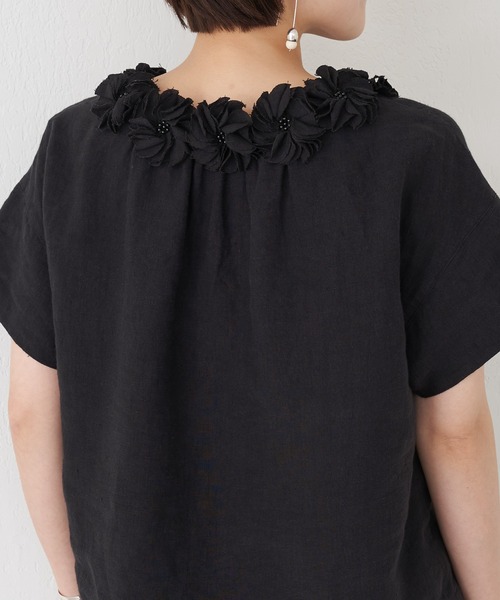 BEARDSLEY（ビアズリー）の「モチーフの取り外し可 前後着用可 着回し力の高い1着 花モチーフブラウス（シャツ/ブラウス・レディース・ブラック/アイボリー・FREE）」の18枚目の写真