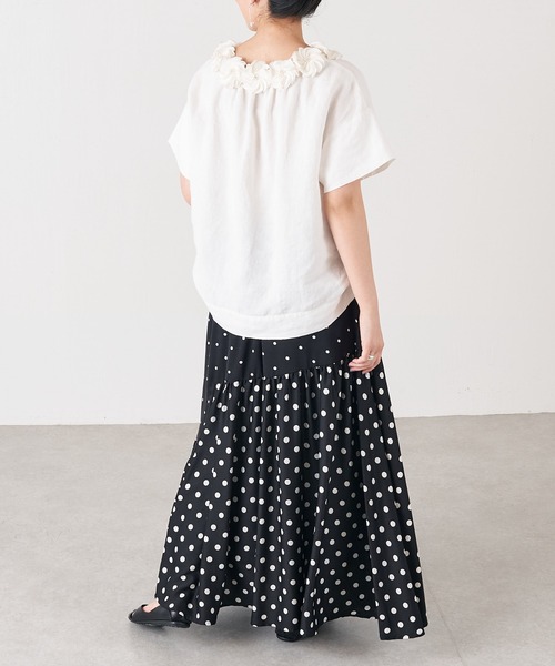 BEARDSLEY（ビアズリー）の「モチーフの取り外し可 前後着用可 着回し力の高い1着 花モチーフブラウス（シャツ/ブラウス・レディース・ブラック/アイボリー・FREE）」の10枚目の写真