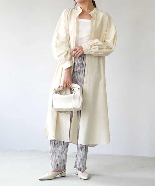 IAMUSE(アイアミューズ)の「【IAMUSE】スタンドカラーシャツワンピース S0661(シャツワンピース・レディース・ホワイト/ライトブルー/クリーム・FREE)」の4枚目の写真