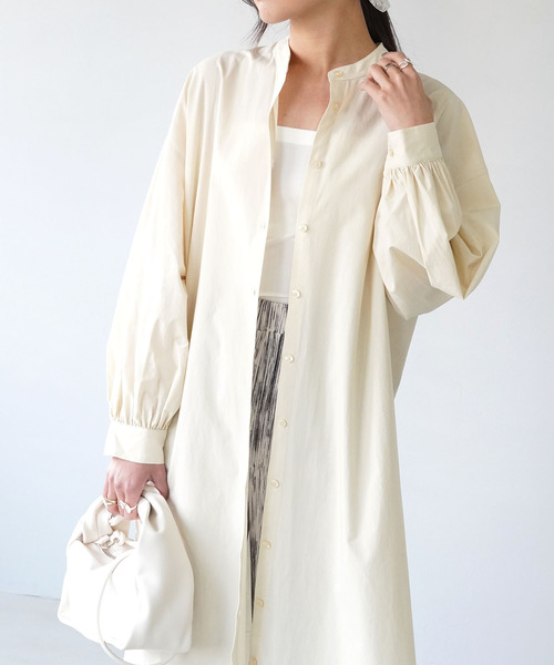 IAMUSE(アイアミューズ)の「【IAMUSE】スタンドカラーシャツワンピース S0661(シャツワンピース・レディース・ホワイト/ライトブルー/クリーム・FREE)」の5枚目の写真
