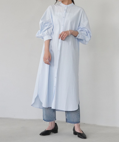 IAMUSE(アイアミューズ)の「【IAMUSE】スタンドカラーシャツワンピース S0661(シャツワンピース・レディース・ホワイト/ライトブルー/クリーム・FREE)」の12枚目の写真