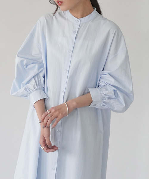 IAMUSE(アイアミューズ)の「【IAMUSE】スタンドカラーシャツワンピース S0661(シャツワンピース・レディース・ホワイト/ライトブルー/クリーム・FREE)」の13枚目の写真