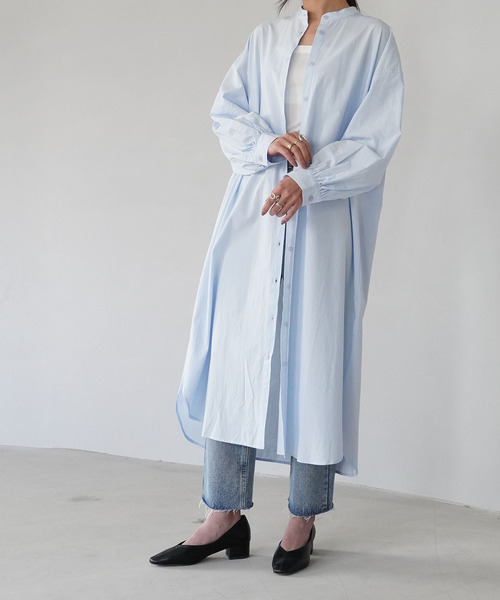 IAMUSE(アイアミューズ)の「【IAMUSE】スタンドカラーシャツワンピース S0661(シャツワンピース・レディース・ホワイト/ライトブルー/クリーム・FREE)」の15枚目の写真