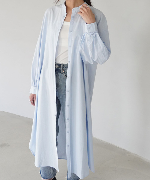 IAMUSE(アイアミューズ)の「【IAMUSE】スタンドカラーシャツワンピース S0661(シャツワンピース・レディース・ホワイト/ライトブルー/クリーム・FREE)」の16枚目の写真