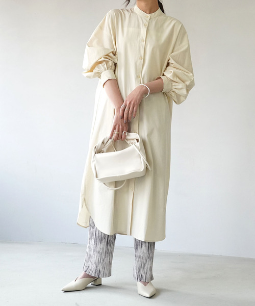 IAMUSE(アイアミューズ)の「【IAMUSE】スタンドカラーシャツワンピース S0661(シャツワンピース・レディース・ホワイト/ライトブルー/クリーム・FREE)」の8枚目の写真