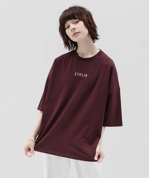 ETELIO（エテリオ）の「ルーズベーシックロゴTシャツ（Tシャツ/カットソー・メンズ・ワイン/ホワイト/サックスブルー/ブラック・L/S/M）」の4枚目の写真