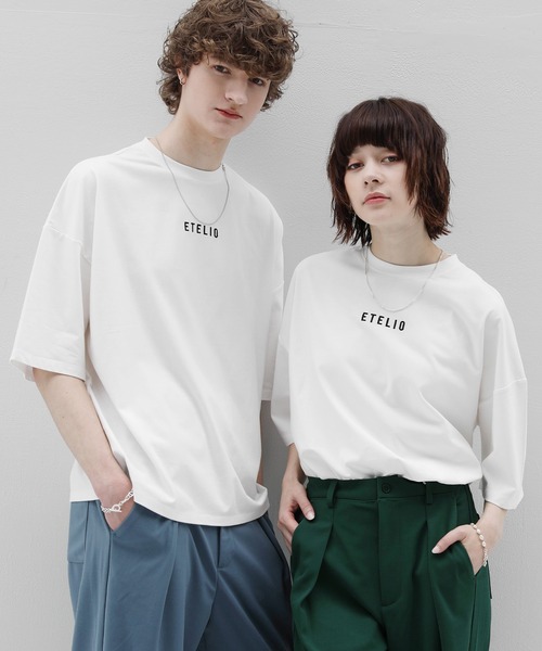 ETELIO（エテリオ）の「ルーズベーシックロゴTシャツ（Tシャツ/カットソー・メンズ・ワイン/ホワイト/サックスブルー/ブラック・L/S/M）」の9枚目の写真