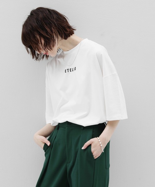 ETELIO（エテリオ）の「ルーズベーシックロゴTシャツ（Tシャツ/カットソー・メンズ・ワイン/ホワイト/サックスブルー/ブラック・L/S/M）」の5枚目の写真