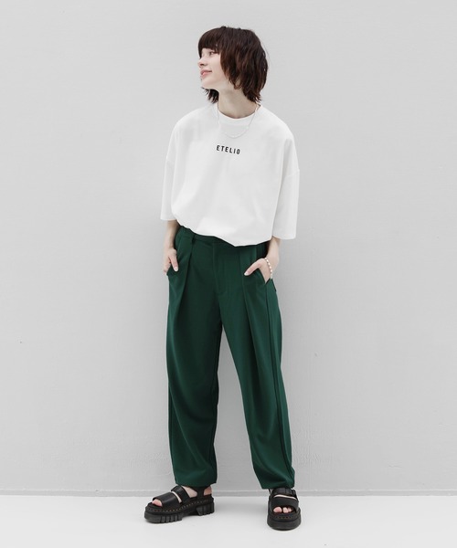 ETELIO（エテリオ）の「ルーズベーシックロゴTシャツ（Tシャツ/カットソー・メンズ・ワイン/ホワイト/サックスブルー/ブラック・L/S/M）」の10枚目の写真