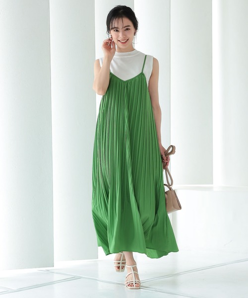 KOBE LETTUCE（コウベレタス）の「2wayプリーツキャミワンピース（ワンピース・レディース・グリーン/ブラック/ブラウン・FREE）」の9枚目の写真