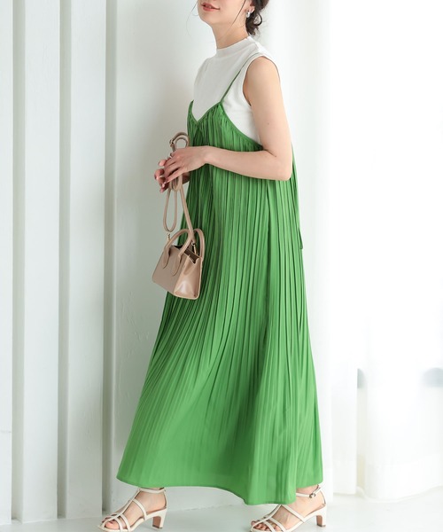 KOBE LETTUCE（コウベレタス）の「2wayプリーツキャミワンピース（ワンピース・レディース・グリーン/ブラック/ブラウン・FREE）」の10枚目の写真