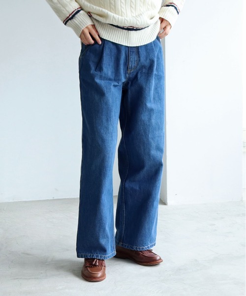 PAR ICI（パーリッシィ）の「12.5OZデニム タックパンツ（デニムパンツ・レディース・ネイビー/サックスブルー・S/M）」の4枚目の写真