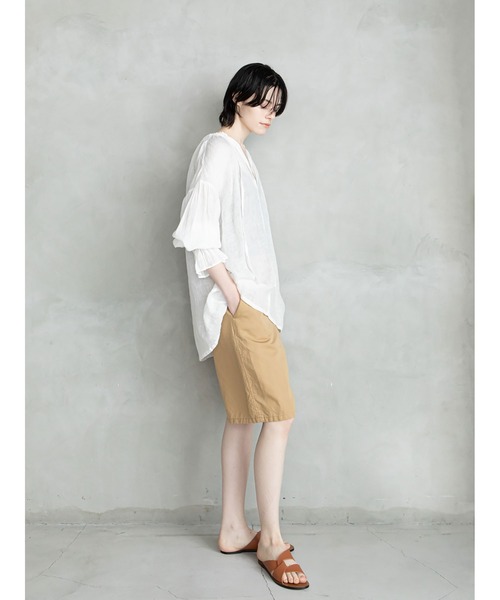 enchainement(アンシェヌマン)の「Cotton Linen Short Pants(その他パンツ・レディース・キャメル/オフホワイト/ブラック・1/2)」の10枚目の写真
