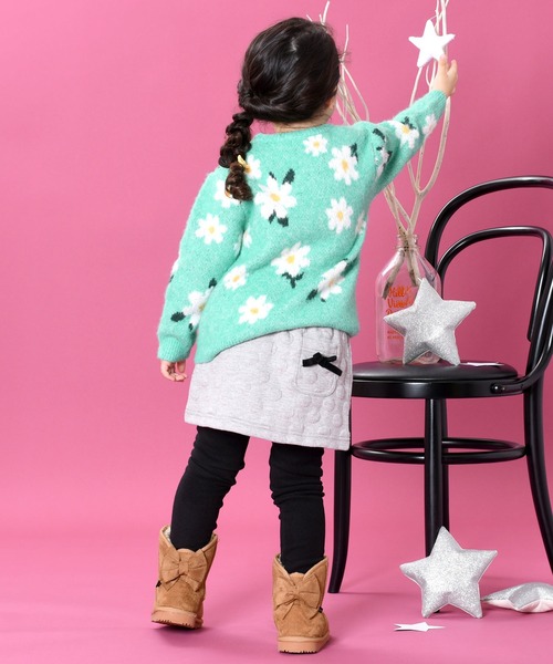 trois lapins kp(トロワラパンケーピー)の「花柄ジャガード編みセーター(140~150cm)(ニット/セーター・キッズ・グリーン/ブラック・140cm/150cm)」の6枚目の写真